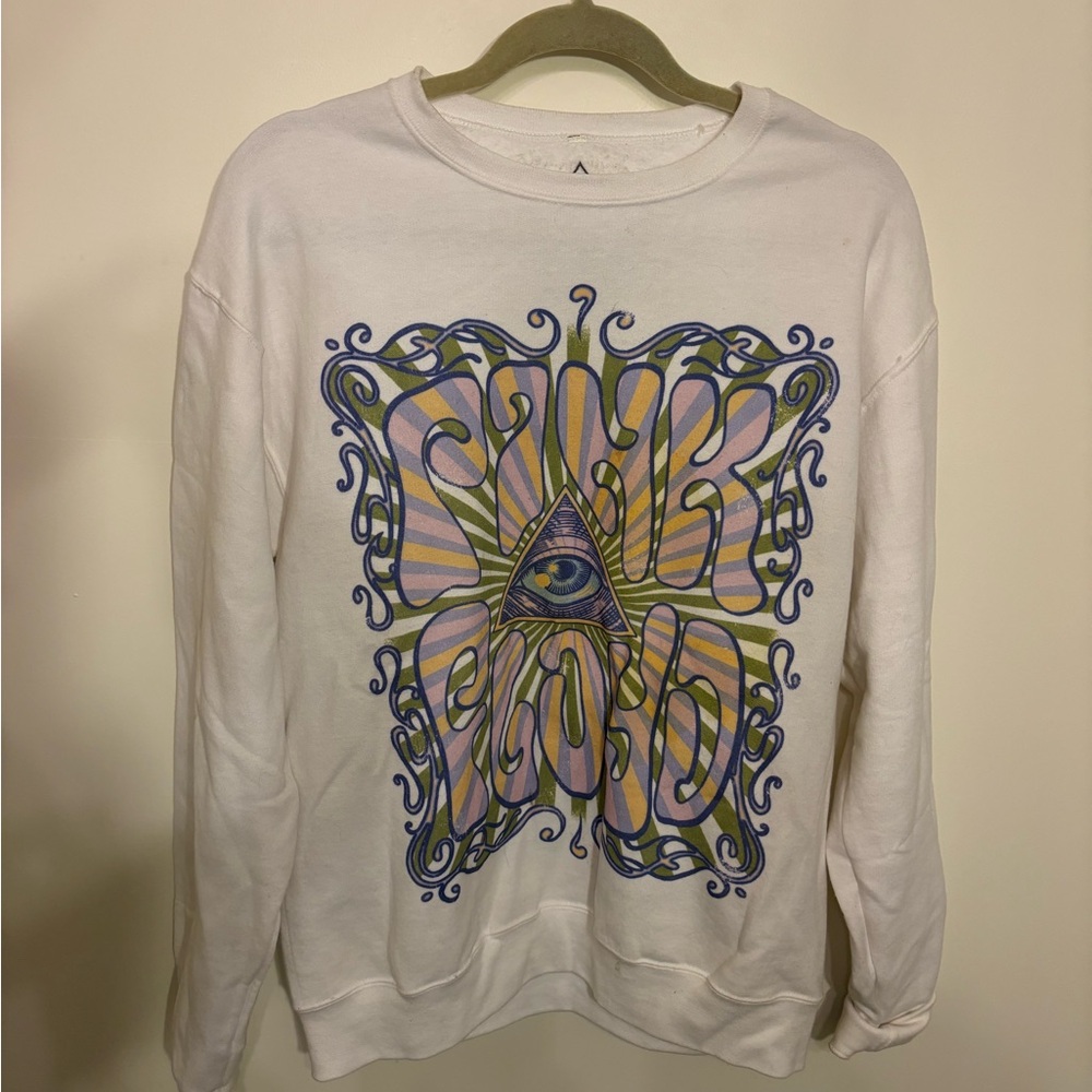 Adorable white pink Floyd crew neck